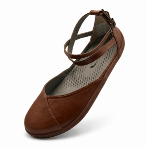 Bochm But Skórzane Baleriny Barefoot Luna Cognac