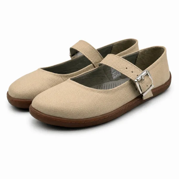 Bochm But Skórzane Baleriny Barefoot Vera Beige — zdjęcie 2