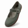 Bochm But Skórzane Baleriny Barefoot Vera Olive