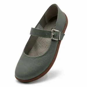 Bochm But Skórzane Baleriny Barefoot Vera Olive