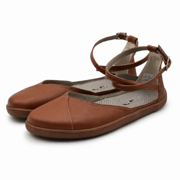 Bochm But Skórzane Baleriny Barefoot Luna Cognac — zdjęcie 2