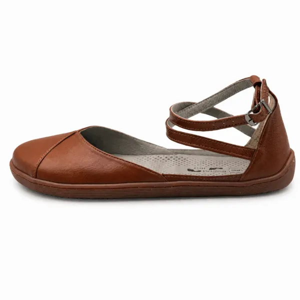 Bochm But Skórzane Baleriny Barefoot Luna Cognac — zdjęcie 4