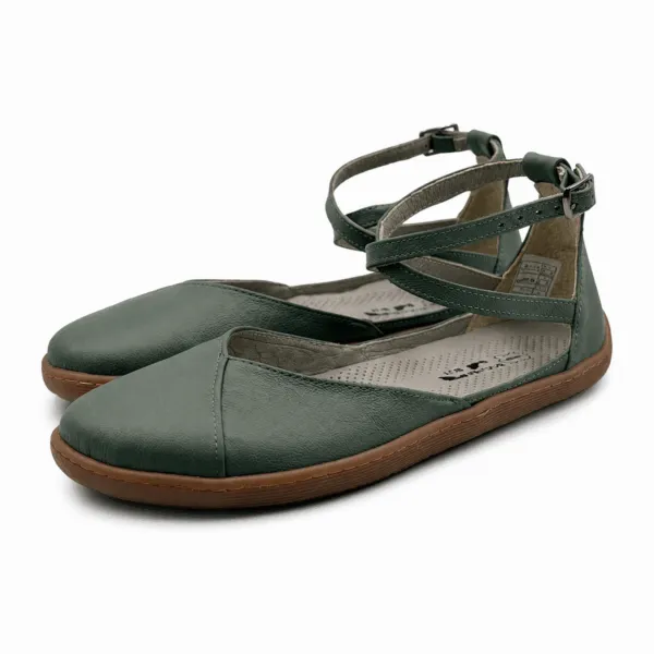Bochm But Skórzane Baleriny Barefoot Luna Olive — zdjęcie 3