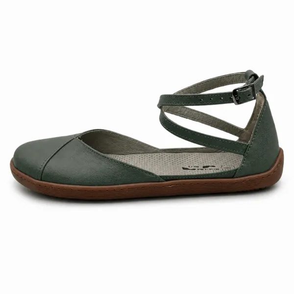 Bochm But Skórzane Baleriny Barefoot Luna Olive — zdjęcie 4