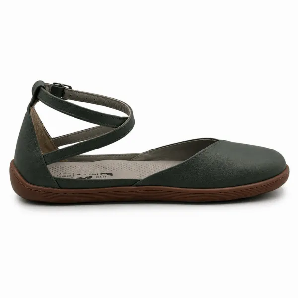 Bochm But Skórzane Baleriny Barefoot Luna Olive — zdjęcie 5