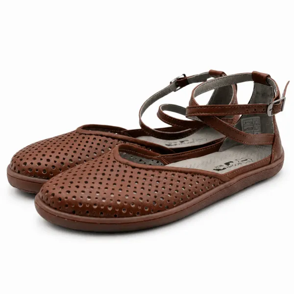 Bochm But Skórzane Baleriny Barefoot Mira Cognac — zdjęcie 2