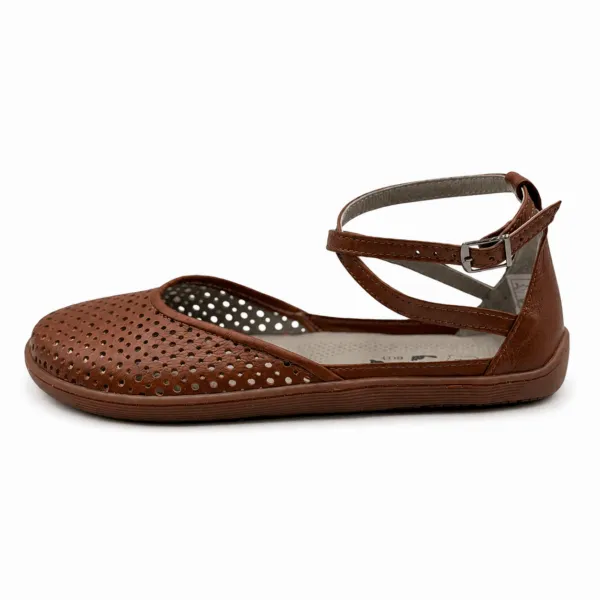 Bochm But Skórzane Baleriny Barefoot Mira Cognac — zdjęcie 4